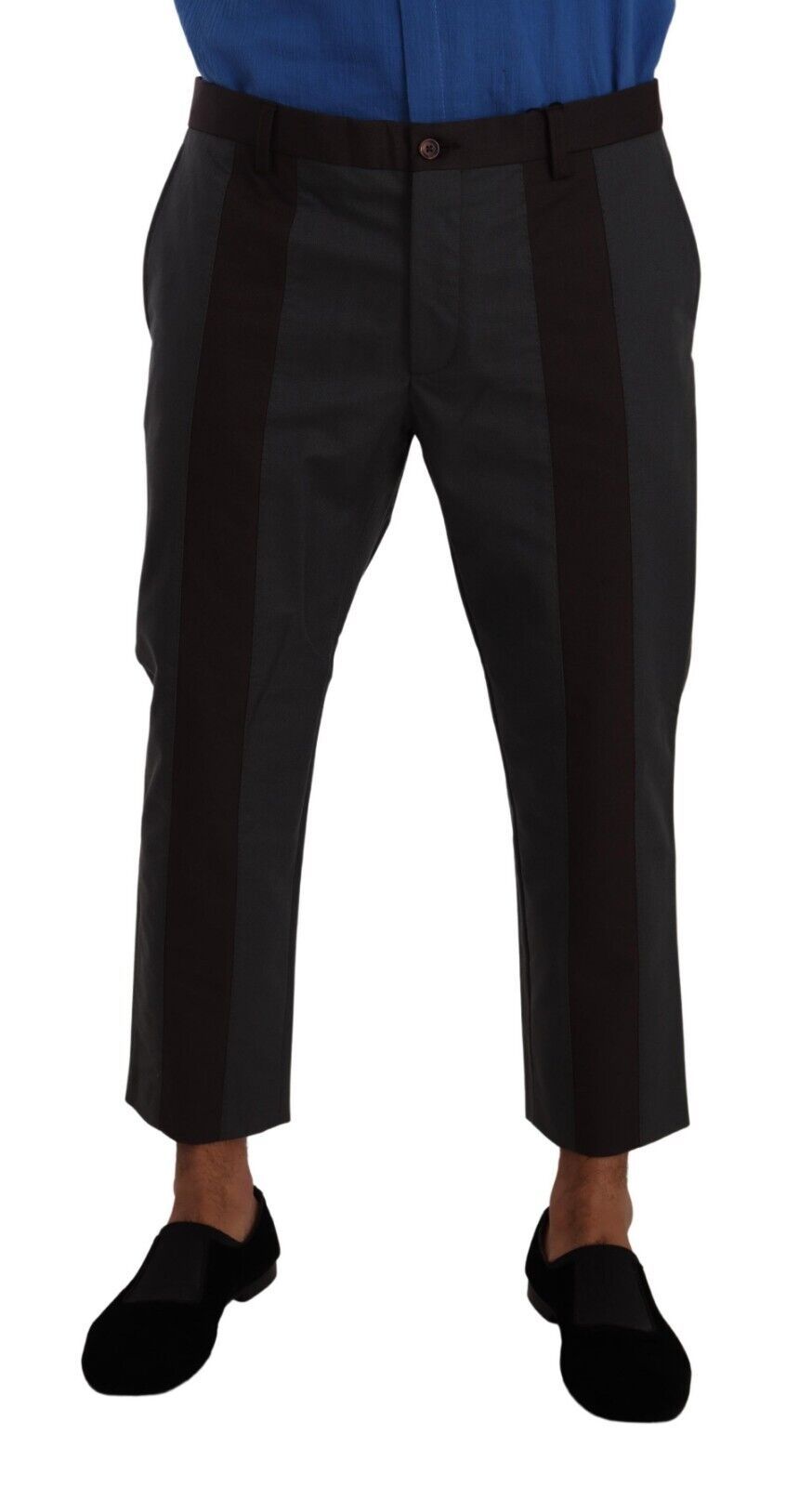 Dolce &amp; Gabbana Graue Bordeaux gestreifte Cropped-Hose