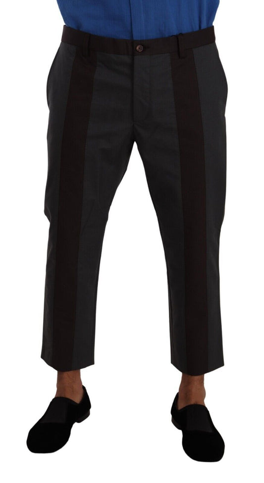 Dolce &amp; Gabbana Graue Bordeaux gestreifte Cropped-Hose
