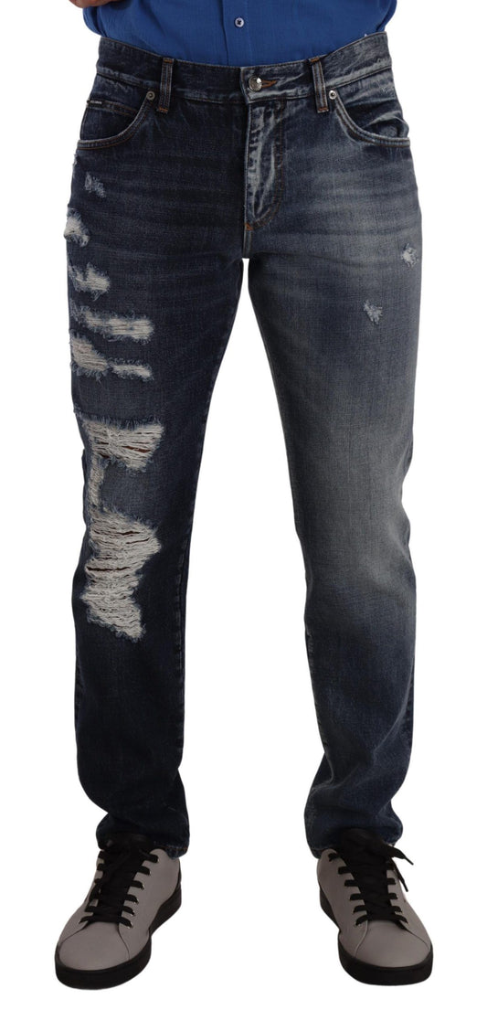 Dolce &amp; Gabbana Blaue Jeanshose aus Baumwolle in normaler Passform
