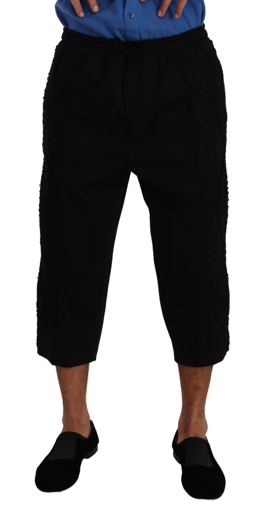 Dolce &amp; Gabbana – Schwarze, kurze Torero-Hose aus Baumwolle