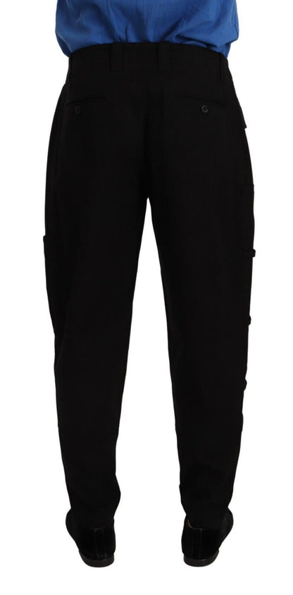 Dolce &amp; Gabbana – Schwarze Cargohose aus Baumwollstretch mit schmalem Schnitt