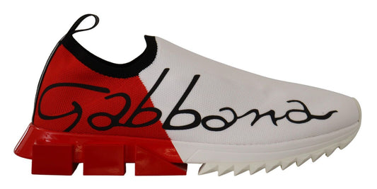 Dolce &amp; Gabbana Weiß-Rote Sorrento Sandalen Sneakers