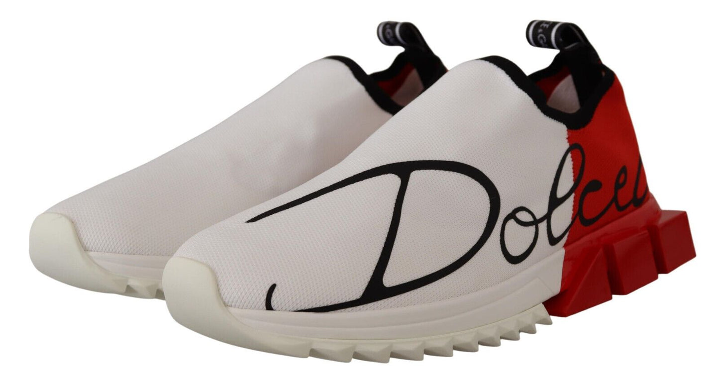 Dolce &amp; Gabbana Weiß-Rote Sorrento Sandalen Sneakers
