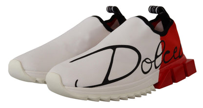 Dolce &amp; Gabbana Weiß-Rote Sorrento Sandalen Sneakers