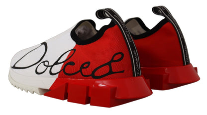Dolce &amp; Gabbana Weiß-Rote Sorrento Sandalen Sneakers