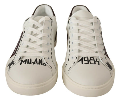 Dolce &amp; Gabbana – Niedrige Sneakers aus weißem Bordeauxleder