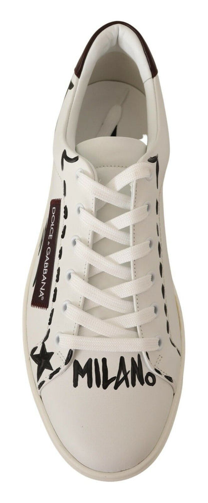 Dolce &amp; Gabbana – Niedrige Sneakers aus weißem Bordeauxleder