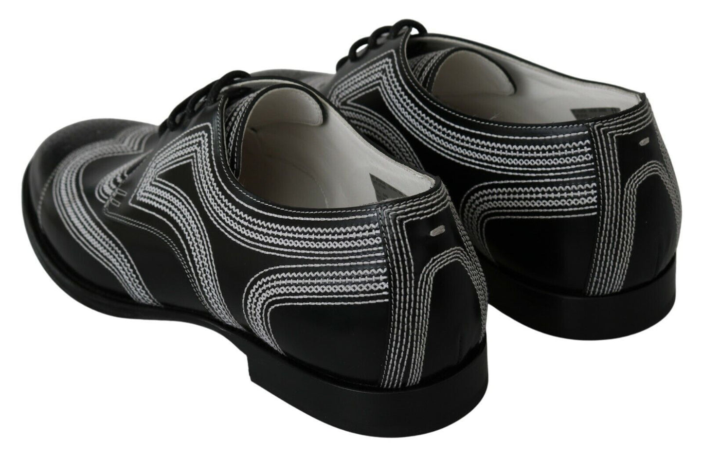 Dolce &amp; Gabbana – Formelle Derby-Schuhe aus schwarzem Leder mit weißer Spitze