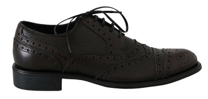 Dolce &amp; Gabbana – Formelle Derby-Schuhe aus braunem Leder mit Flügelkappe