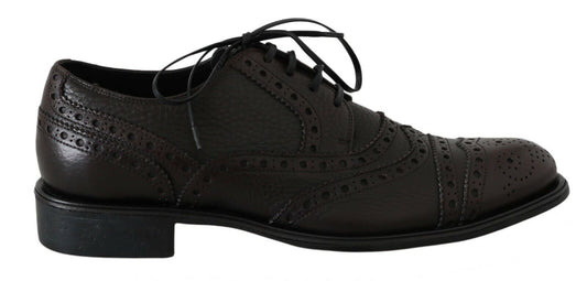 Dolce &amp; Gabbana – Formelle Derby-Schuhe aus braunem Leder mit Flügelkappe