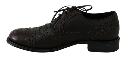 Dolce &amp; Gabbana – Formelle Derby-Schuhe aus braunem Leder mit Flügelkappe