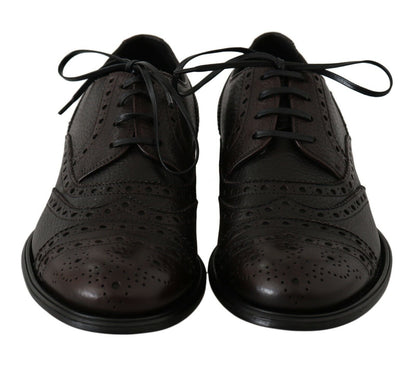 Dolce &amp; Gabbana – Formelle Derby-Schuhe aus braunem Leder mit Flügelkappe