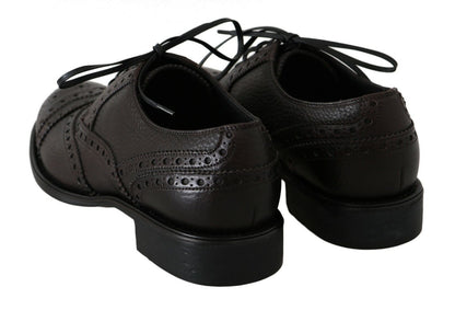 Dolce &amp; Gabbana – Formelle Derby-Schuhe aus braunem Leder mit Flügelkappe