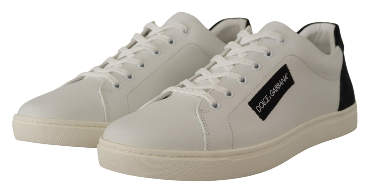 Dolce &amp; Gabbana Weiß Schwarz Leder Halbschuhe Sneakers