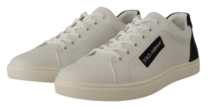 Dolce &amp; Gabbana Weiß Schwarz Leder Halbschuhe Sneakers
