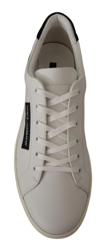 Dolce &amp; Gabbana Weiß Schwarz Leder Halbschuhe Sneakers