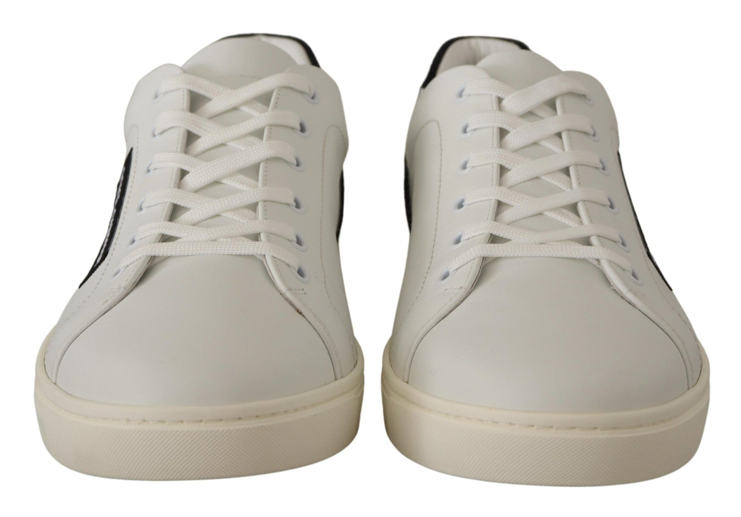 Dolce &amp; Gabbana Weiß Schwarz Leder Halbschuhe Sneakers