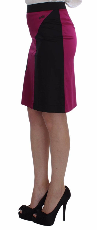 Dolce &amp; Gabbana – Knielanger Baumwoll-Stretchrock in Pink und Schwarz