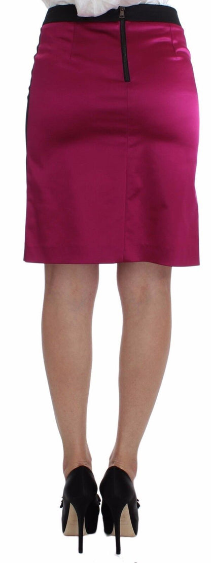 Dolce &amp; Gabbana – Knielanger Baumwoll-Stretchrock in Pink und Schwarz