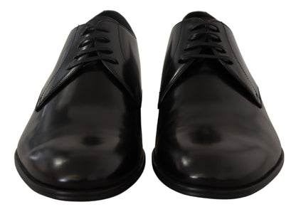 Dolce &amp; Gabbana – Formelle Derby-Schuhe aus schwarzem Leder mit Schnürung