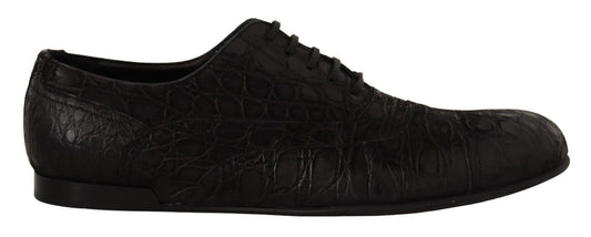 Dolce &amp; Gabbana Herren Oxford-Schuhe aus schwarzem Kaimanleder