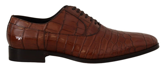 Dolce &amp; Gabbana – Formelle Derby-Schuhe für Herren aus braunem Krokodilleder