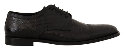 Dolce &amp; Gabbana – Formelle Derby-Schuhe aus schwarzem Exotenleder mit Schnürung