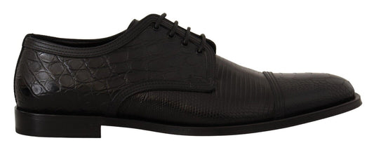 Dolce &amp; Gabbana – Formelle Derby-Schuhe aus schwarzem Exotenleder mit Schnürung