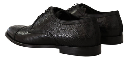 Dolce &amp; Gabbana – Formelle Derby-Schuhe aus schwarzem Exotenleder mit Schnürung