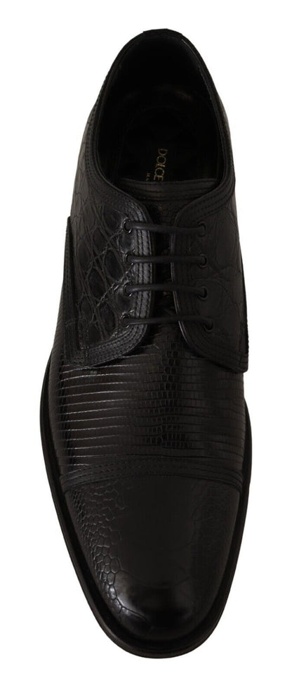 Dolce &amp; Gabbana – Formelle Derby-Schuhe aus schwarzem Exotenleder mit Schnürung