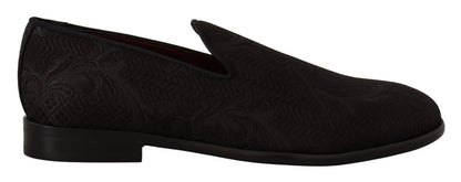 Dolce &amp; Gabbana – Hausschuhe aus Brokat mit Blumenmuster in Schwarz