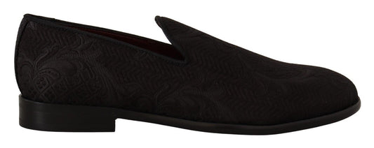 Dolce &amp; Gabbana – Hausschuhe aus Brokat mit Blumenmuster in Schwarz
