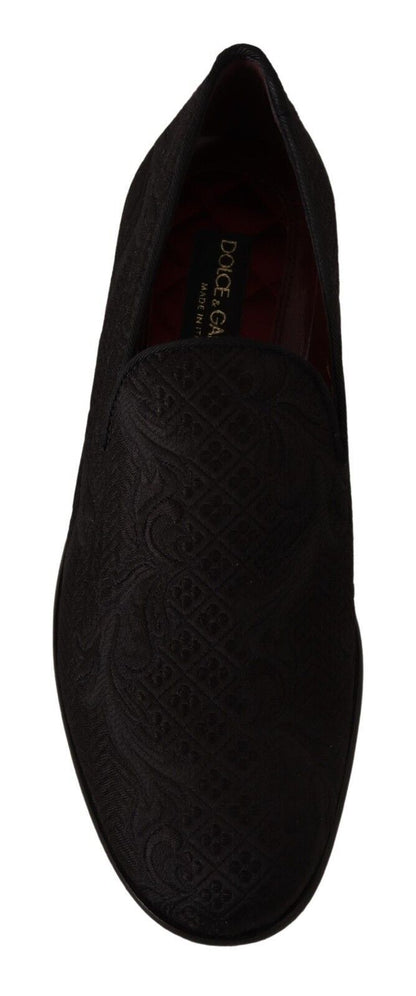 Dolce &amp; Gabbana – Hausschuhe aus Brokat mit Blumenmuster in Schwarz