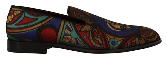 Dolce &amp; Gabbana – Mehrfarbige Jacquard-Hausschuhe mit Kronenmotiv, Halbschuhe
