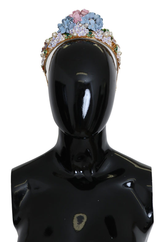 Dolce &amp; Gabbana Gold Kristall Lila Hortensie Stirnband Krone Diadem