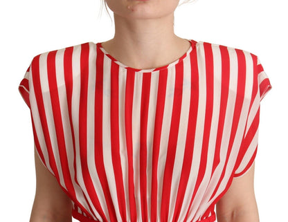 Dolce &amp; Gabbana – Mini-A-Linien-Kleid aus Seide mit roten und weißen Streifen