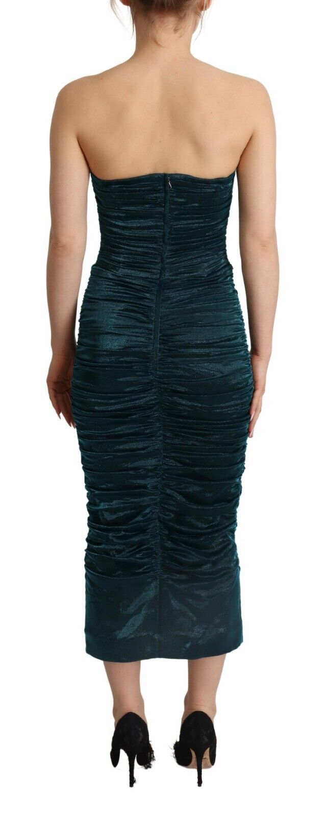 Dolce &amp; Gabbana Türkisfarbenes, drapiertes Midikleid mit Bustier-Oberteil