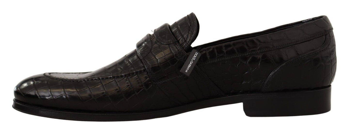 Dolce &amp; Gabbana – Mokassins zum Hineinschlüpfen aus schwarzem Krokodilleder