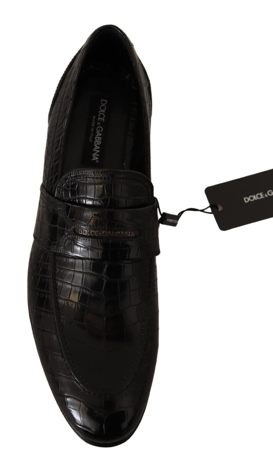 Dolce &amp; Gabbana – Mokassins zum Hineinschlüpfen aus schwarzem Krokodilleder