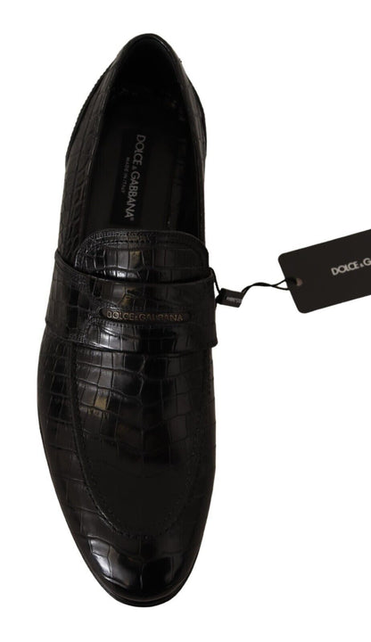 Dolce &amp; Gabbana – Mokassins zum Hineinschlüpfen aus schwarzem Krokodilleder