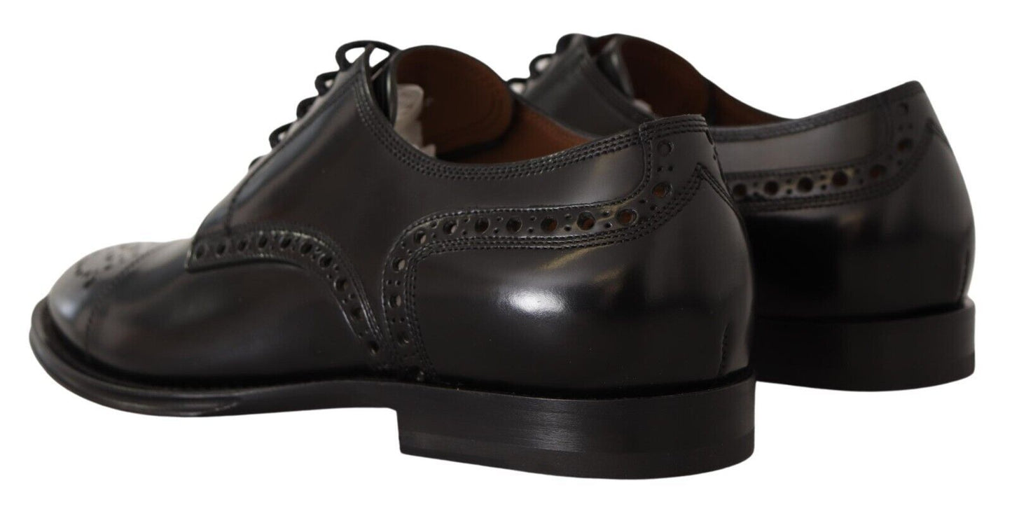 Dolce &amp; Gabbana – Formelle Derby-Schuhe aus schwarzem Leder mit Flügelkappe für Herren