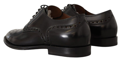 Dolce &amp; Gabbana – Formelle Derby-Schuhe aus schwarzem Leder mit Flügelkappe für Herren