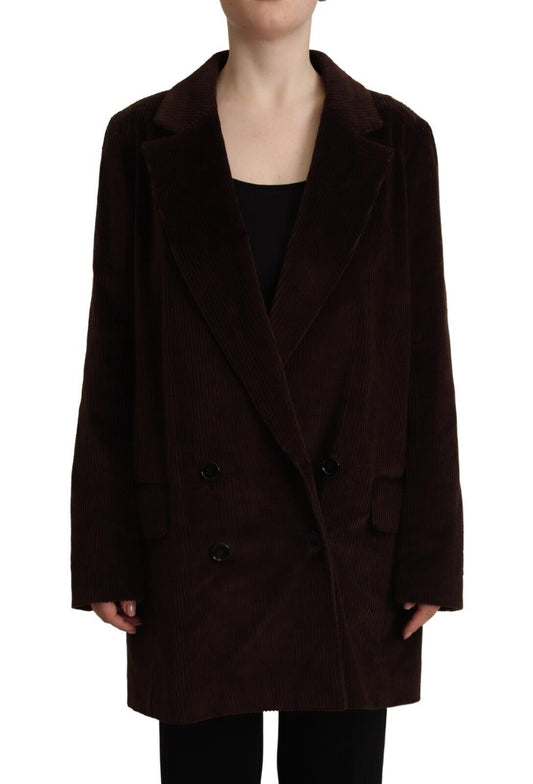 Dolce &amp; Gabbana – Bordeauxfarbener Blazer aus Cord-Baumwolle in Übergröße