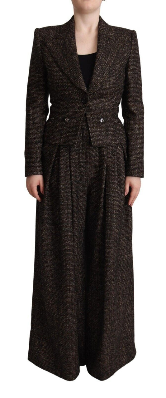 Dolce &amp; Gabbana – Einreihige, zweiteilige Jacke und Hose aus dunkelbrauner Wolle