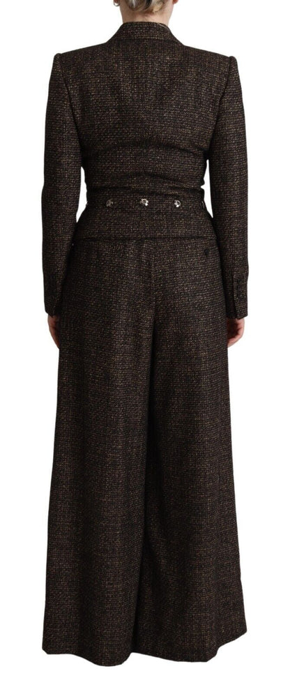 Dolce &amp; Gabbana – Einreihige, zweiteilige Jacke und Hose aus dunkelbrauner Wolle