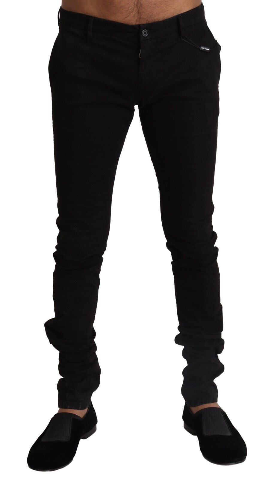 Dolce &amp; Gabbana – Enge Hose aus schwarzem Baumwollstretch in Slim Fit