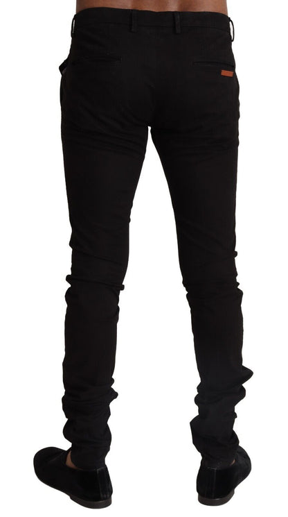 Dolce &amp; Gabbana – Enge Hose aus schwarzem Baumwollstretch in Slim Fit