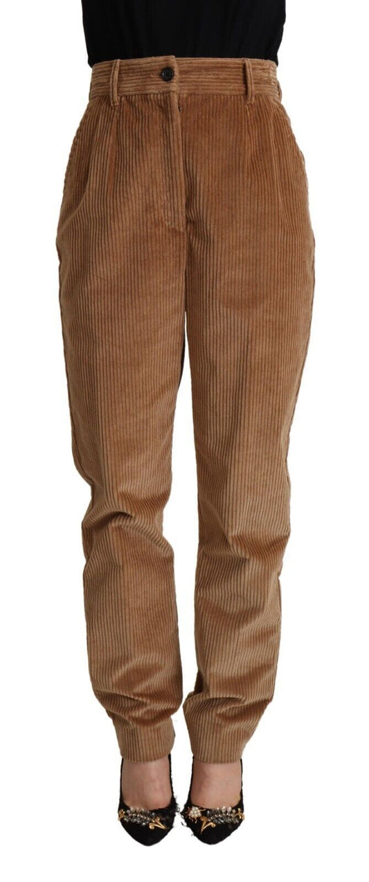 Dolce &amp; Gabbana – Enge Hose aus braunem Baumwollcord mit hoher Taille