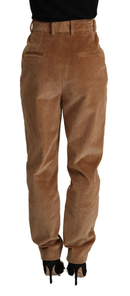 Dolce &amp; Gabbana – Enge Hose aus braunem Baumwollcord mit hoher Taille