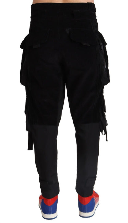 Dolce &amp; Gabbana – Enge Cargohose aus Cord in Schwarz aus Baumwolle